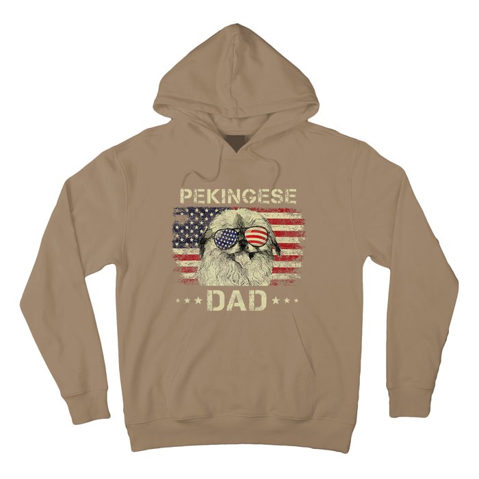 Pekingese Dad Dog Lovers American Flag 4th Of July Hoodie