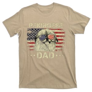 Pekingese Dad Dog Lovers American Flag 4th Of July T-Shirt