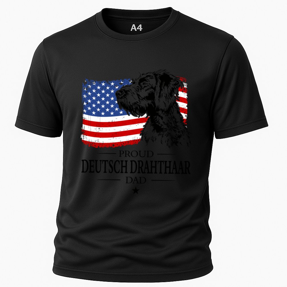 Proud Deutsch Drahthaar Dad American Flag Dog Funny Gift Cooling Performance Crew T-Shirt