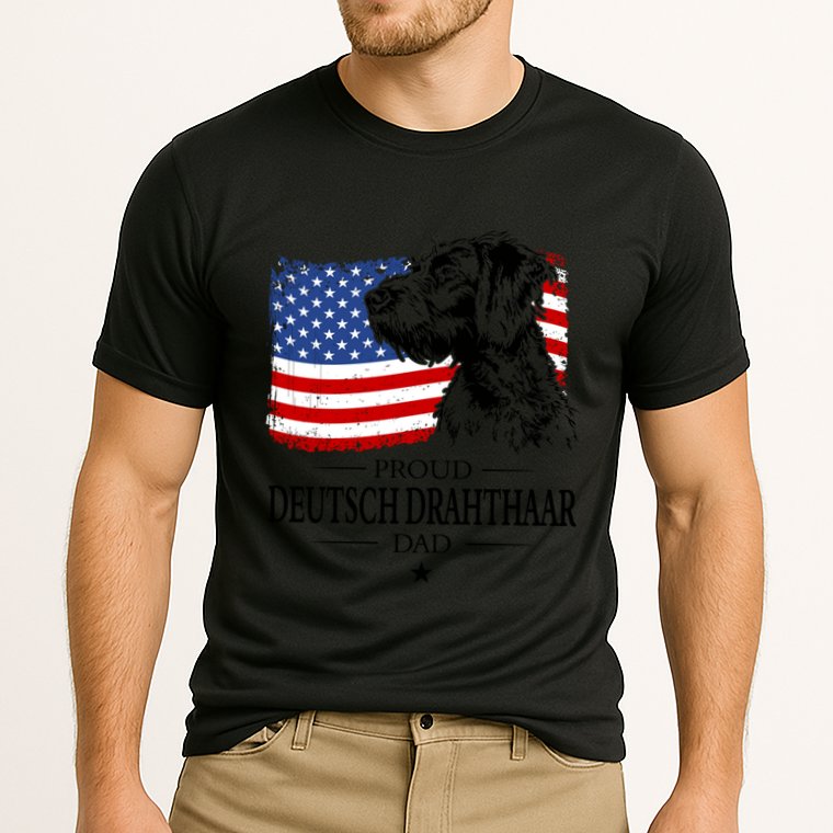 Proud Deutsch Drahthaar Dad American Flag Dog Funny Gift Cooling Performance Crew T-Shirt