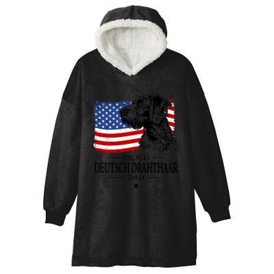 Proud Deutsch Drahthaar Dad American Flag Dog Funny Gift Hooded Wearable Blanket