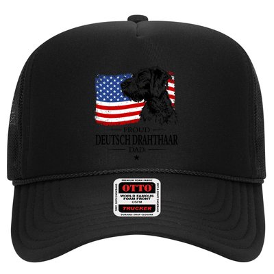 Proud Deutsch Drahthaar Dad American Flag Dog Funny Gift Trucker Hat