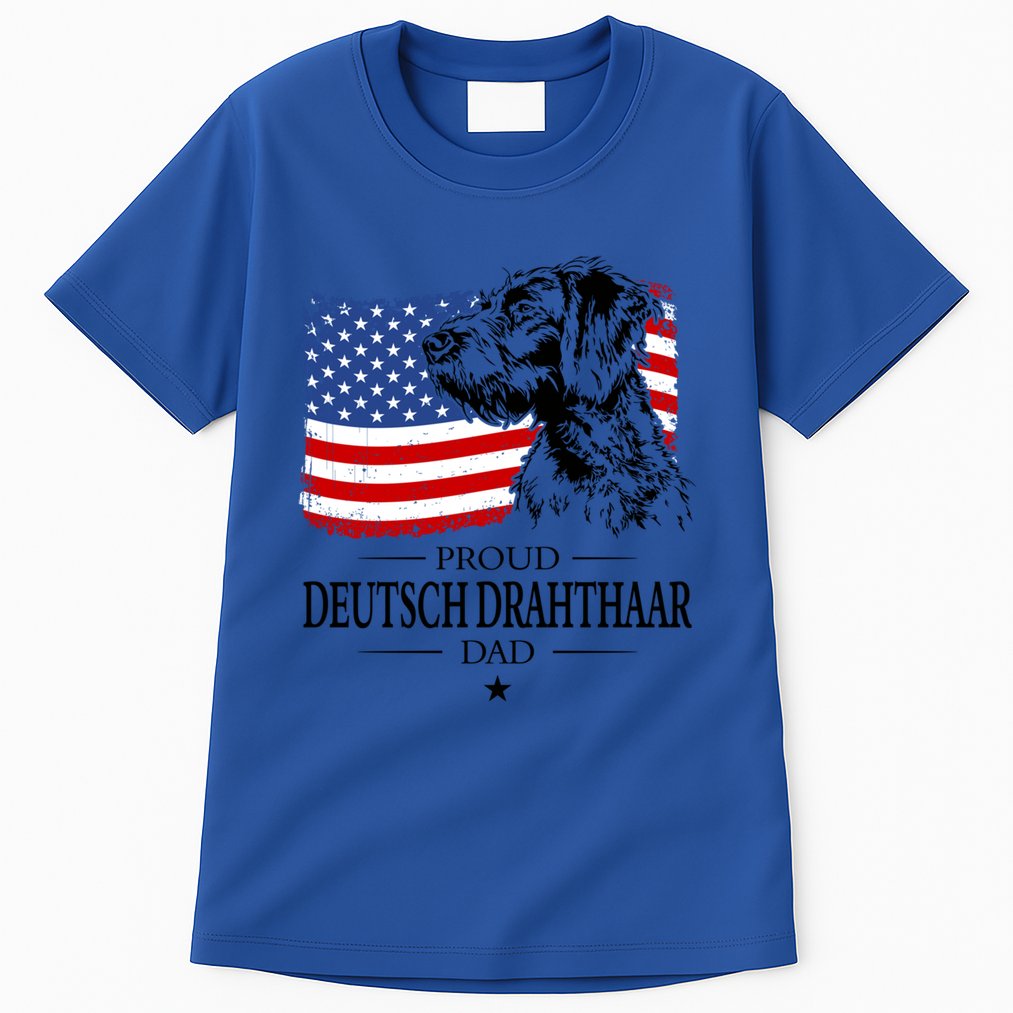 Proud Deutsch Drahthaar Dad American Flag Dog Funny Gift Tall T-Shirt