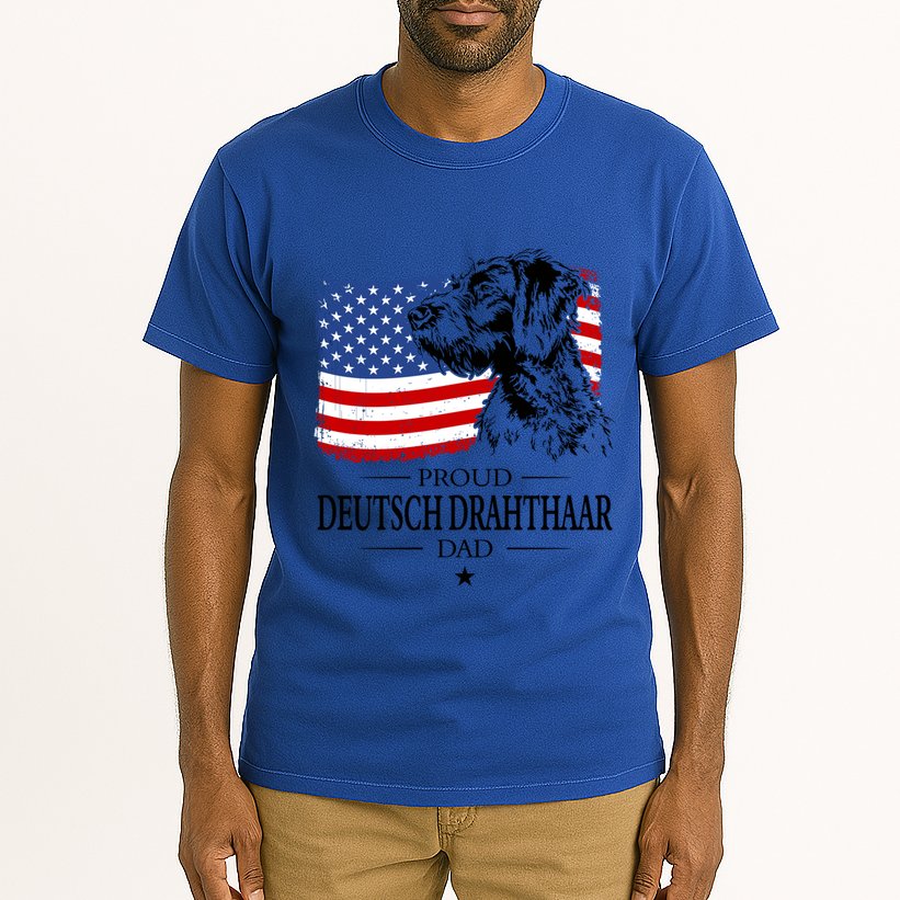 Proud Deutsch Drahthaar Dad American Flag Dog Funny Gift Tall T-Shirt