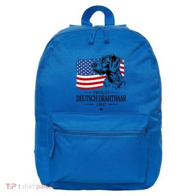 Proud Deutsch Drahthaar Dad American Flag Dog Funny Gift 16 in Basic Backpack