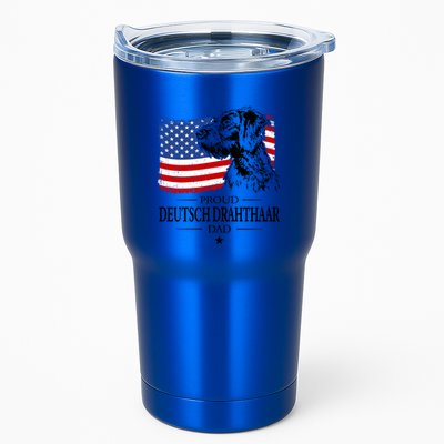 Proud Deutsch Drahthaar Dad American Flag Dog Funny Gift Tumbler