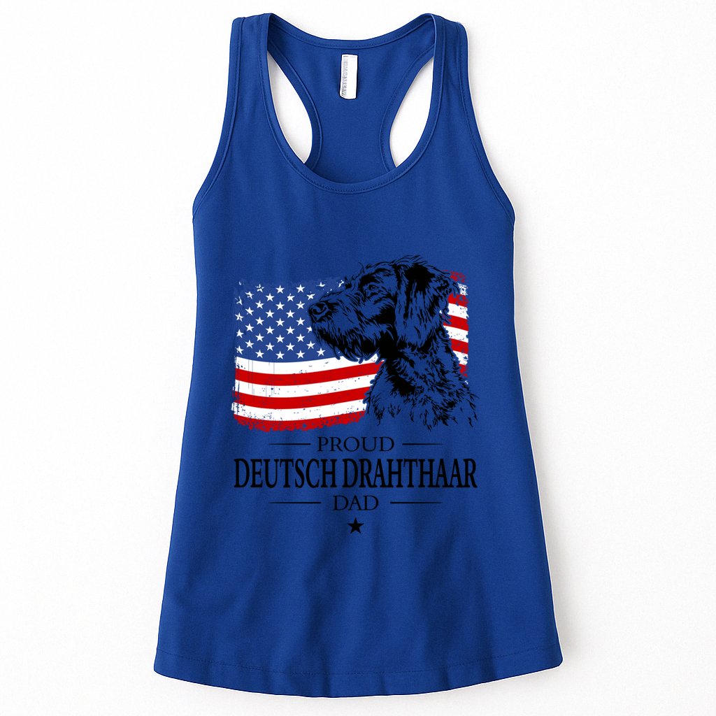 Proud Deutsch Drahthaar Dad American Flag Dog Funny Gift Womens Tank Top