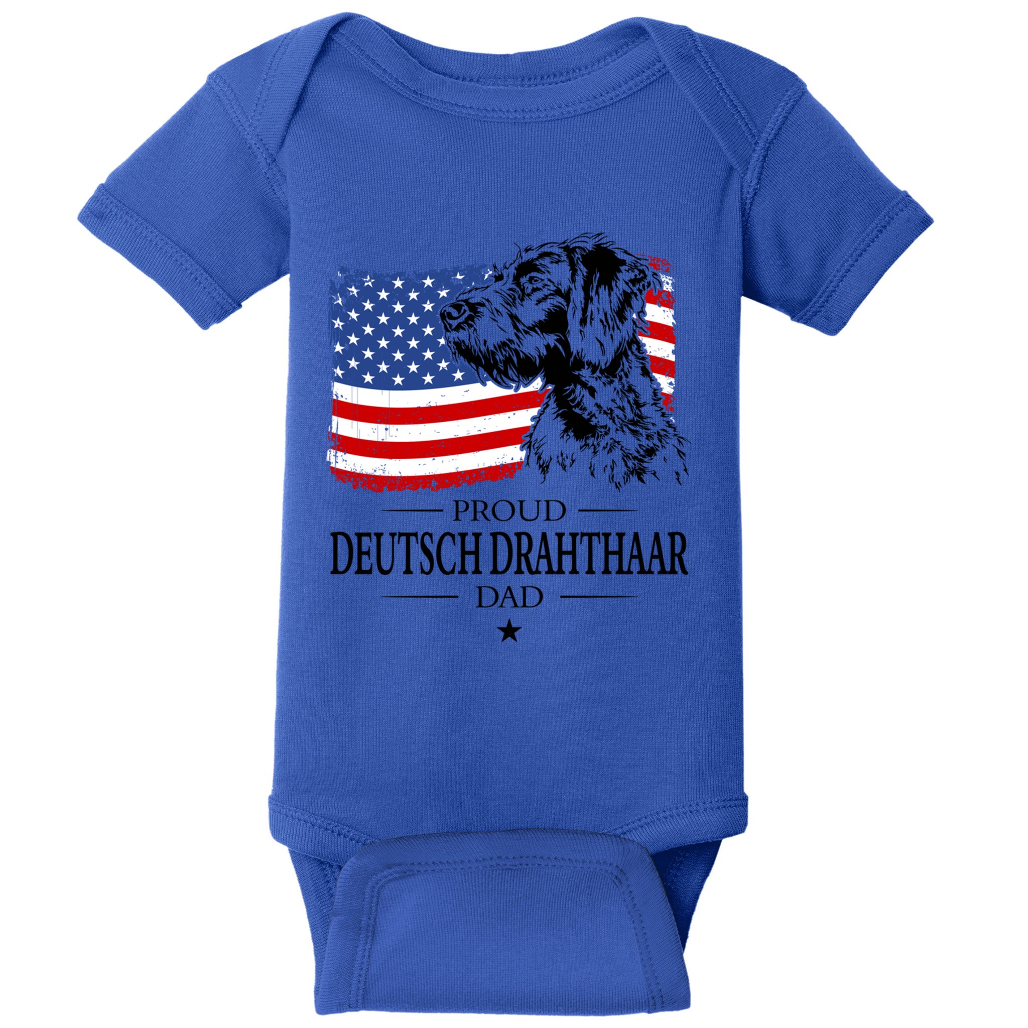 Proud Deutsch Drahthaar Dad American Flag Dog Funny Gift Baby Bodysuit