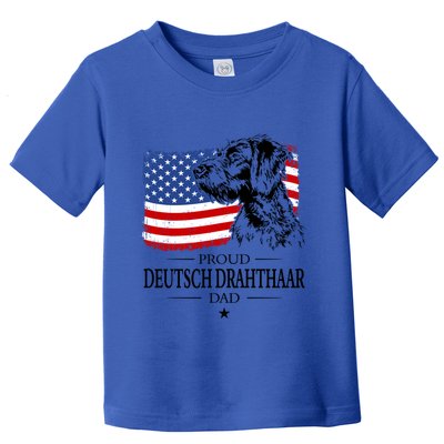 Proud Deutsch Drahthaar Dad American Flag Dog Funny Gift Toddler T-Shirt