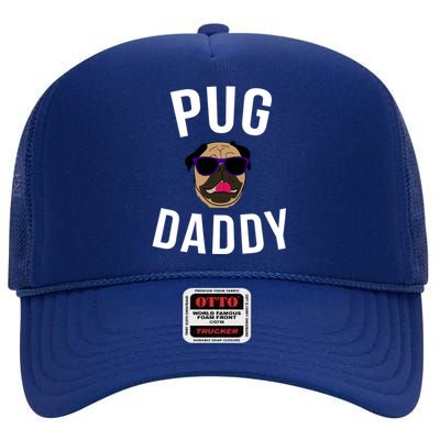 Pug Dad Daddy Gift Of Rescue Dog Owner Fathers Day Gift High Crown Mesh Back Trucker Hat