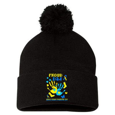 Proud Dad Down Syndrome Awareness T21 Pom Pom 12in Knit Beanie