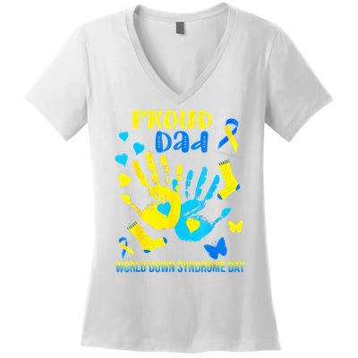 Proud Dad Down Syndrome Awareness T21 Women's V-Neck T-Shirt