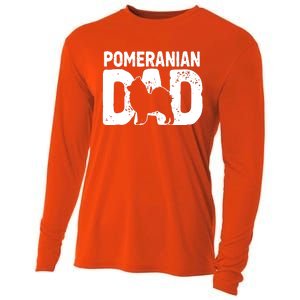 Pomeranian Dad Dog Lover Funny Pom Dog Owner Father Daddy Cooling Performance Long Sleeve Crew