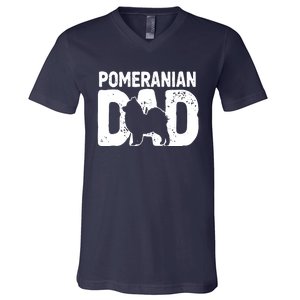 Pomeranian Dad Dog Lover Funny Pom Dog Owner Father Daddy V-Neck T-Shirt