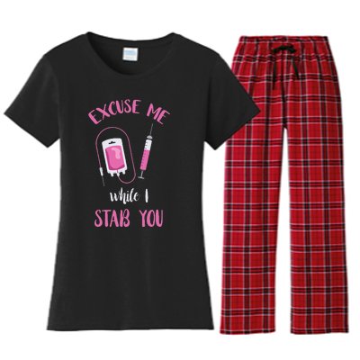 Phlebotomy Doctor Excuse Me Syringe Blood Phlebotomist Women's Flannel Pajama Set