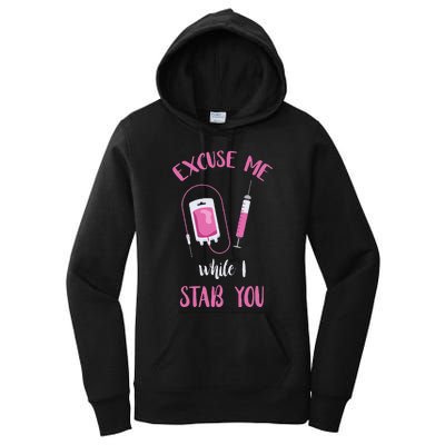 Phlebotomy Doctor Excuse Me Syringe Blood Phlebotomist Women's Pullover Hoodie