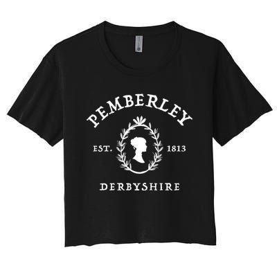 Pemberley Derbyshire Est 1813 Pride And Prejudice Jane Austen Women's Crop Top Tee