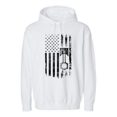 Piston Diesel Engine Us Flag Diesel Mechanic Cars Repair Cool Gift Garment-Dyed Fleece Hoodie