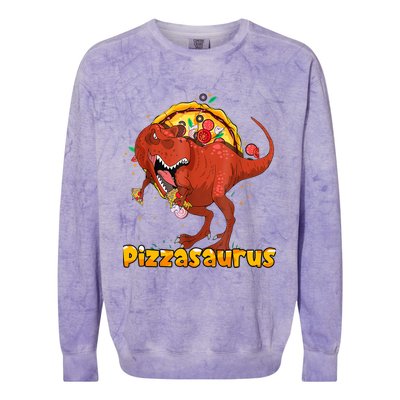 Pizzasaurus Dinosaur Eating Pizza T Rex Colorblast Crewneck Sweatshirt