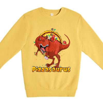 Pizzasaurus Dinosaur Eating Pizza T Rex Premium Crewneck Sweatshirt