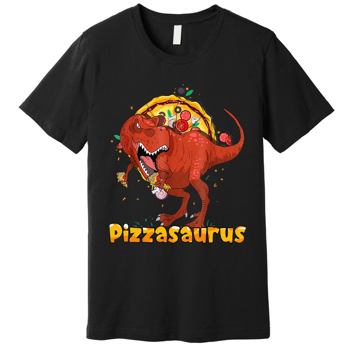 Pizzasaurus Dinosaur Eating Pizza T Rex Premium T-Shirt