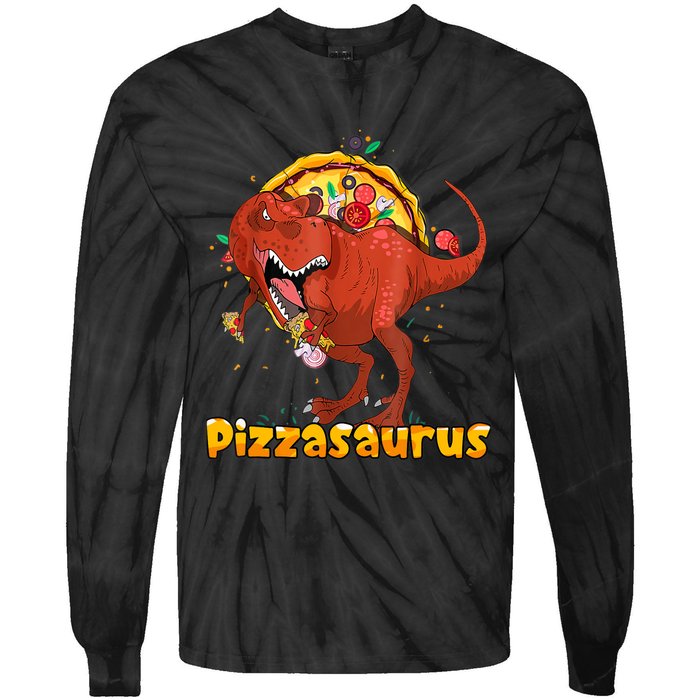 Pizzasaurus Dinosaur Eating Pizza T Rex Tie-Dye Long Sleeve Shirt