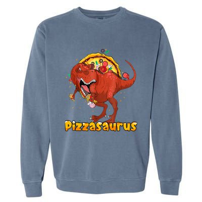 Pizzasaurus Dinosaur Eating Pizza T Rex Garment-Dyed Sweatshirt