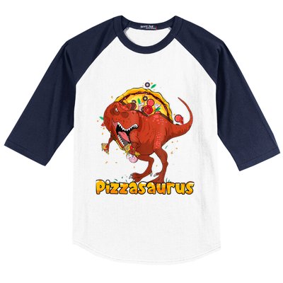 Pizzasaurus Dinosaur Eating Pizza T Rex Baseball Sleeve Shirt