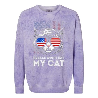 Please DonT Eat My Cat Funny Strange News Us Flag Sarcastic Colorblast Crewneck Sweatshirt