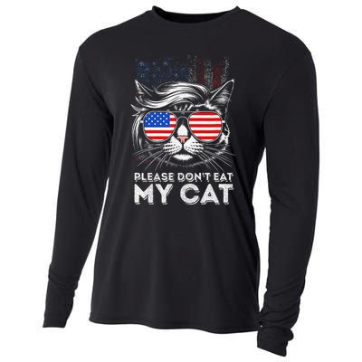 Please DonT Eat My Cat Funny Strange News Us Flag Sarcastic Cooling Performance Long Sleeve Crew