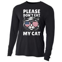 Please DonT Eat My Cat Funny Strange News Funny Sarcastic Cooling Performance Long Sleeve Crew