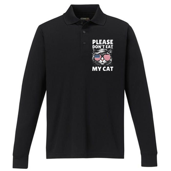 Please Dont Eat My Cat Funny Strange News Funny Sarcastic Performance Long Sleeve Polo