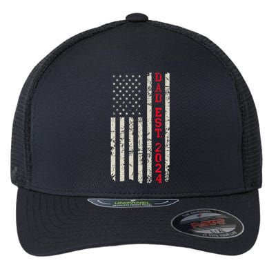 Patriotic Dad Est 2024 Dad Since 2024 Us Flag Flexfit Unipanel Trucker Cap