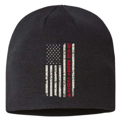 Patriotic Dad Est 2024 Dad Since 2024 Us Flag Sustainable Beanie