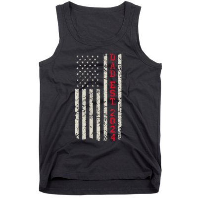 Patriotic Dad Est 2024 Dad Since 2024 Us Flag Tank Top