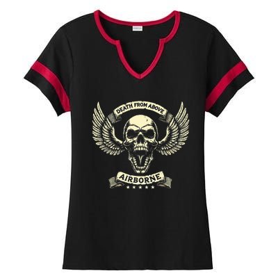 Paratrooper Death From Above Airborne Veteran Gift Ladies Halftime Notch Neck Tee