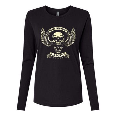 Paratrooper Death From Above Airborne Veteran Gift Womens Cotton Relaxed Long Sleeve T-Shirt