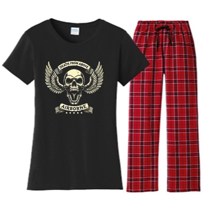 Paratrooper Death From Above Airborne Veteran Gift Women's Flannel Pajama Set