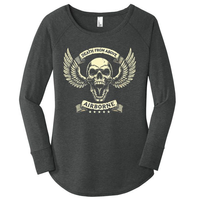 Paratrooper Death From Above Airborne Veteran Gift Women's Perfect Tri Tunic Long Sleeve Shirt