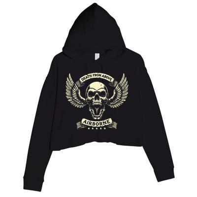 Paratrooper Death From Above Airborne Veteran Gift Crop Fleece Hoodie