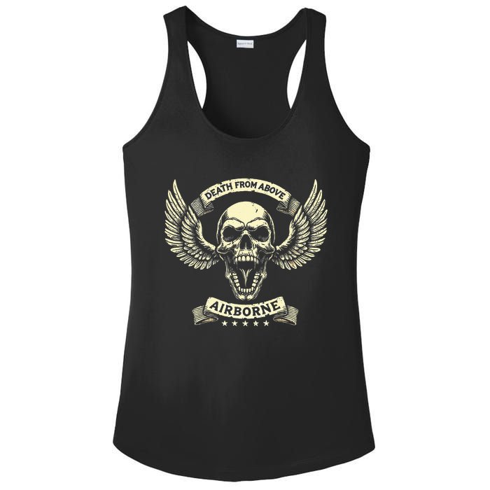 Paratrooper Death From Above Airborne Veteran Gift Ladies PosiCharge Competitor Racerback Tank