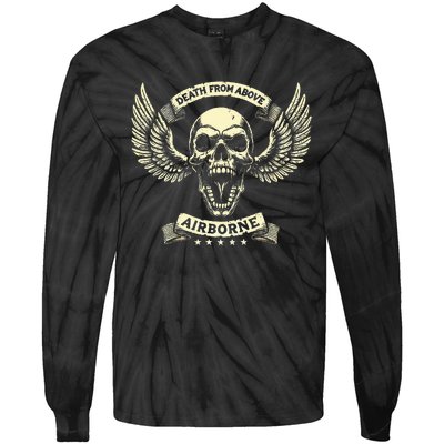 Paratrooper Death From Above Airborne Veteran Gift Tie-Dye Long Sleeve Shirt