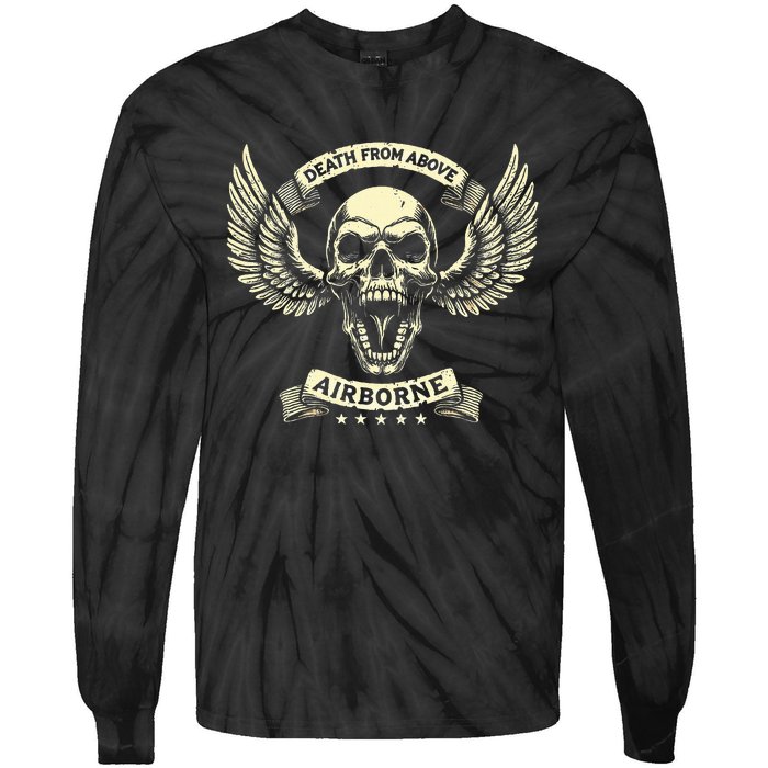 Paratrooper Death From Above Airborne Veteran Gift Tie-Dye Long Sleeve Shirt