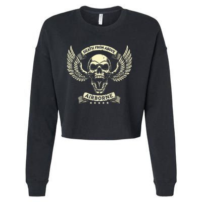 Paratrooper Death From Above Airborne Veteran Gift Cropped Pullover Crew