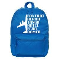 Pilot Dad Father Aviation Captain Phonetics Fathers Day Cool Gift 16 in Basic Backpack