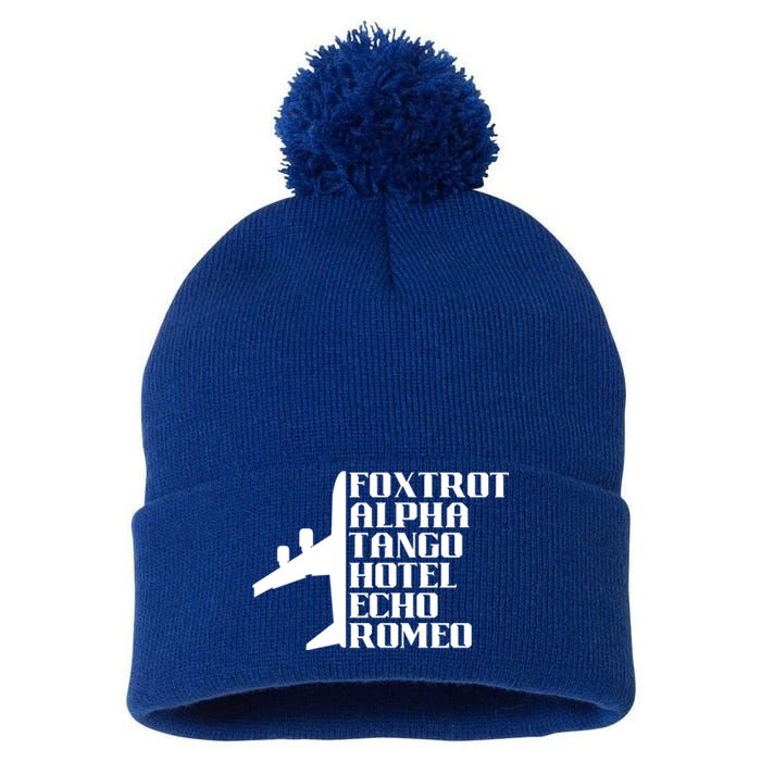 Pilot Dad Father Aviation Captain Phonetics Fathers Day Cool Gift Pom Pom 12in Knit Beanie