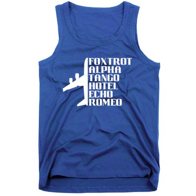 Pilot Dad Father Aviation Captain Phonetics Fathers Day Cool Gift Tank Top