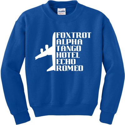Pilot Dad Father Aviation Captain Phonetics Fathers Day Cool Gift Kids Sweatshirt