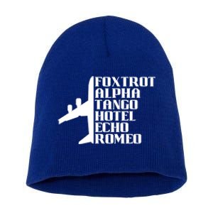 Pilot Dad Father Aviation Captain Phonetics Fathers Day Cool Gift Short Acrylic Beanie