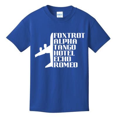 Pilot Dad Father Aviation Captain Phonetics Fathers Day Cool Gift Kids T-Shirt